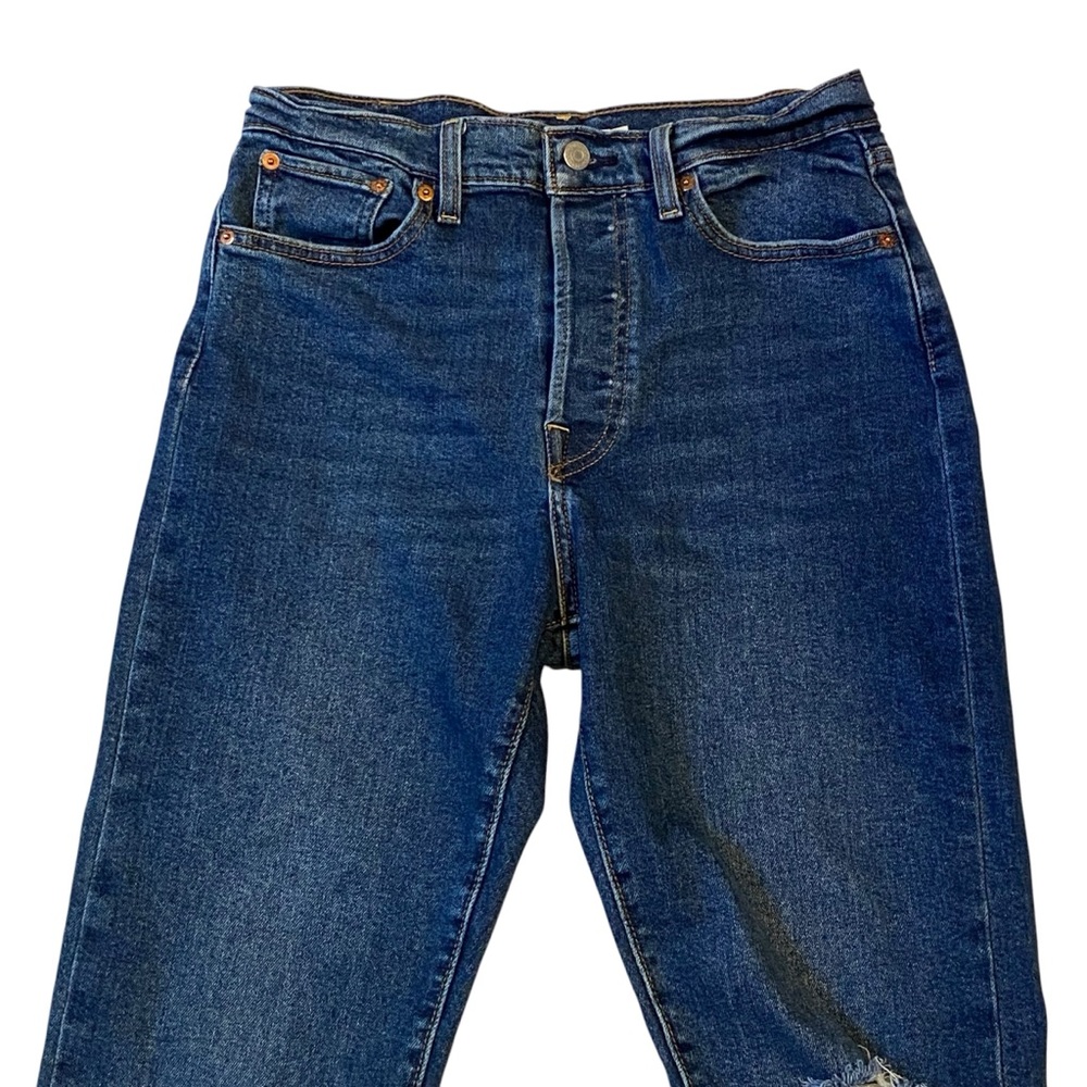 LEVIS Wedgie Straight Leg Jeans Button Fly Distressed Raw Hem Womens Size 30 - Picture 2 of 14